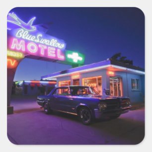 Tucumcari, New Mexico, Vereinigte Staaten. Art 66  Quadratischer Aufkleber