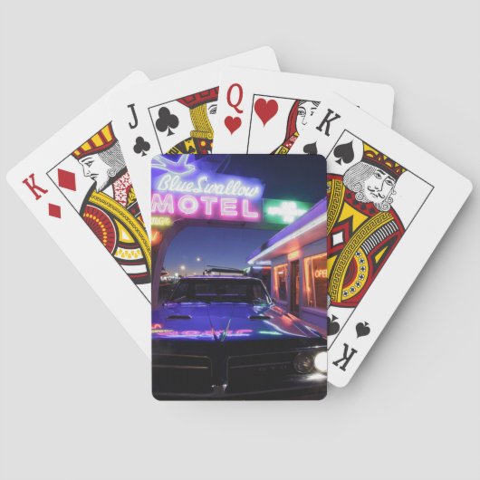 Tucumcari, New Mexiko, Vereinigte Staaten. Weg 66 Spielkarten (Rückseite)