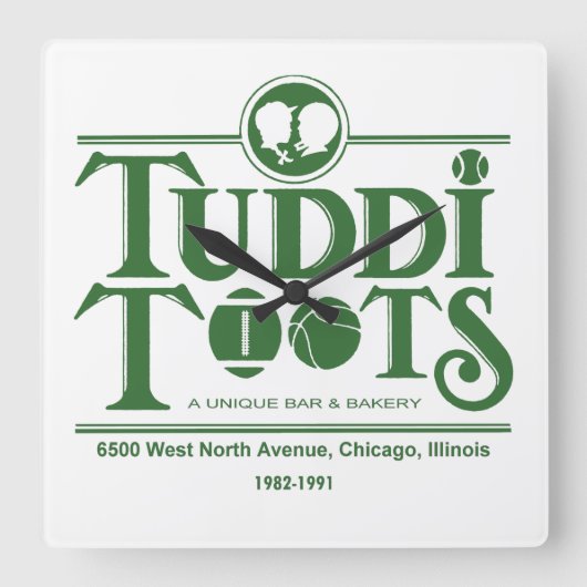 Tuddi Toots Bar and Restaurant, Chicago, IL Quadratische Wanduhr (Vorderseite)