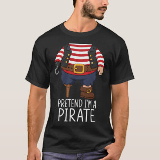 Tüdeliger Pirat Faules einfaches Halloween-Kostüm T-Shirt