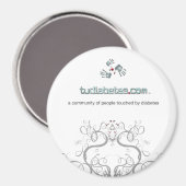 TuDiabetes.com Round Magnet |Weiße Linie| (Vorderseite/Rückseite)