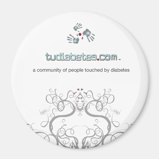 TuDiabetes.com Round Magnet |Weiße Linie| (Vorne)