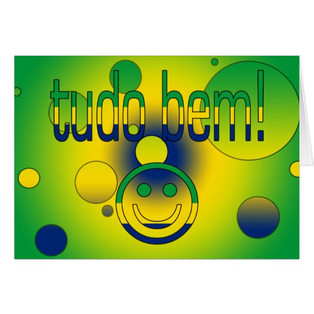 Tudo Bem! Brasilien-Flagge färbt Pop-Kunst (Vorderseite (Horizontal))
