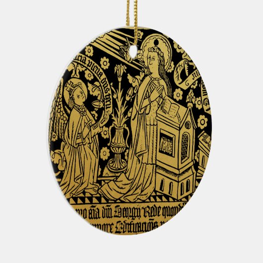 Tudor Brass Rubbing Annunciation Mary Angel Keramik Ornament (Rechts)