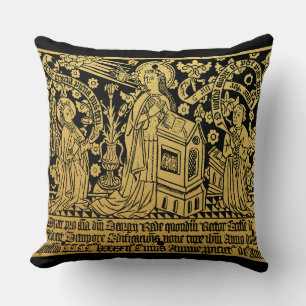 Tudor Brass Rubbing Annunciation Mary Angel Kissen