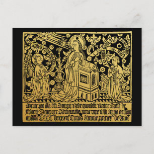 Tudor Brass Rubbing Annunciation Mary Angel Postkarte