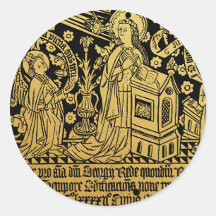 Tudor Brass Rubbing Annunciation Mary Angel Runder Aufkleber