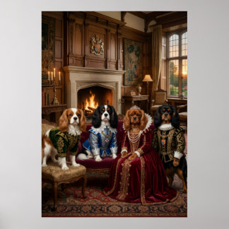 Tudor Cavalier Spaniels Herrenhausporträt Poster