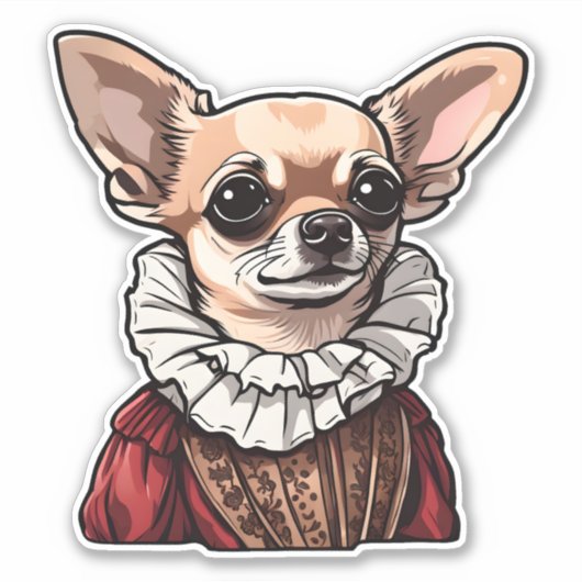 Tudor Chihuahua Aufkleber (Vorderseite)