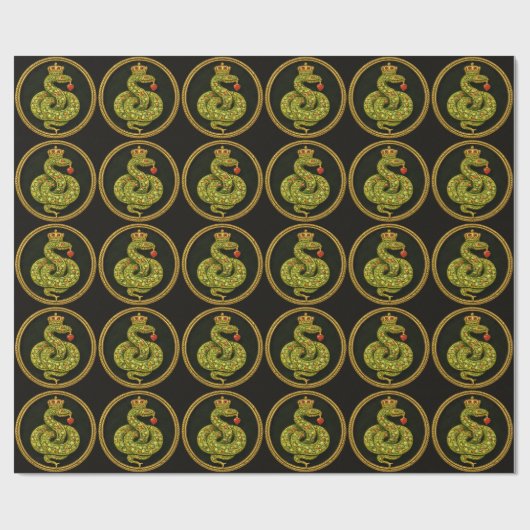 Tudor-Elizabethan-Schlangendesign mit Rubinen bese Geschenkpapier (Flach)