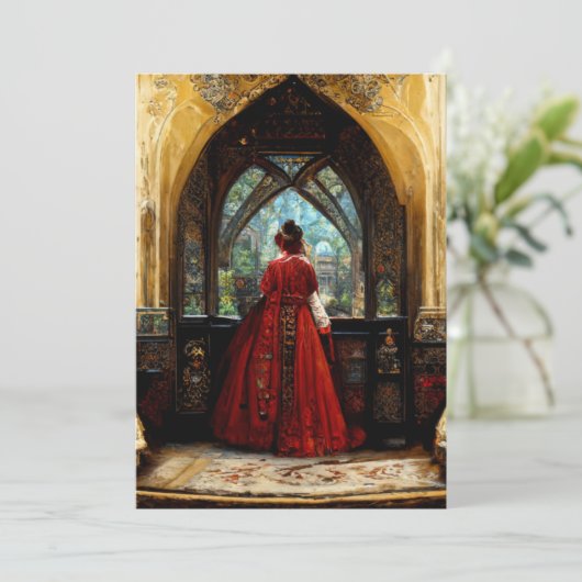 Tudor-Frau in Krimsonenbraun Dankeskarte (Stehend Vorderseite)