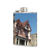 Tudor oak frame Gebäude, Edinburgh, Schottland Flachmann (Links)