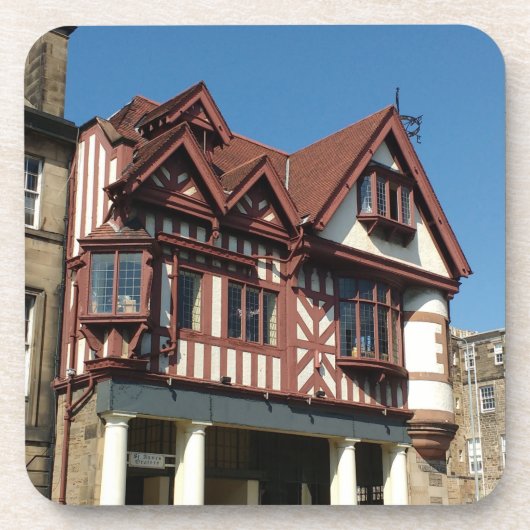 Tudor oak frame Gebäude, Edinburgh, Schottland Getränkeuntersetzer (Vorderseite)