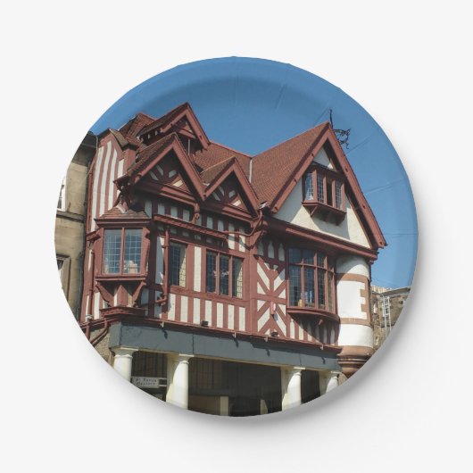Tudor oak frame Gebäude, Edinburgh, Schottland Pappteller (Vorderseite)