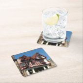 Tudor oak frame Gebäude, Edinburgh, Schottland Rechteckiger Pappuntersetzer (Vor Ort)