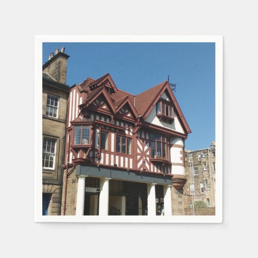 Tudor oak frame Gebäude, Edinburgh, Schottland Serviette (Vorderseite)