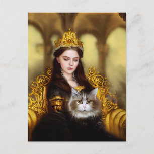 Tudor Prinzessin mit ihrer Katze Postkarte