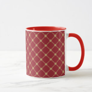 Tudor Red and Gold Criss Cross Muster Tasse