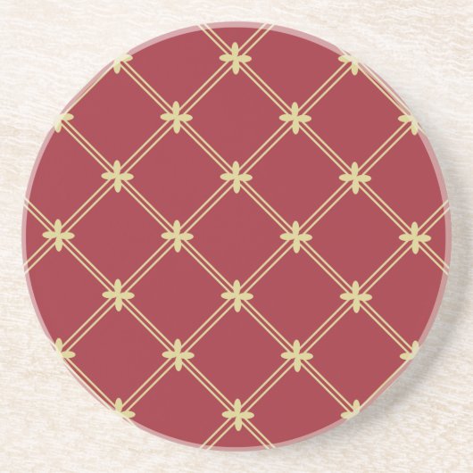 Tudor Red und Gold Muster Sandstein Untersetzer (Vorne)