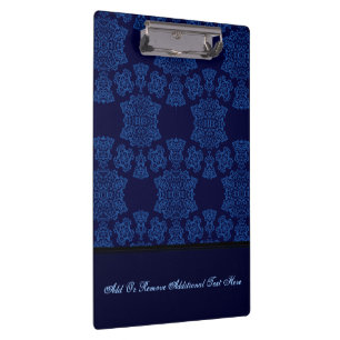 Tudor-Rose-Damask (Blau) (Monogram) Klemmbrett