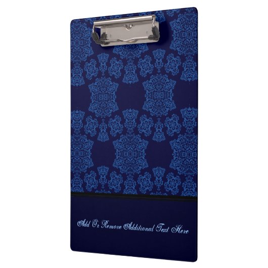 Tudor Rose Damask (blau) (Monogramm) Klemmbrett (Links)