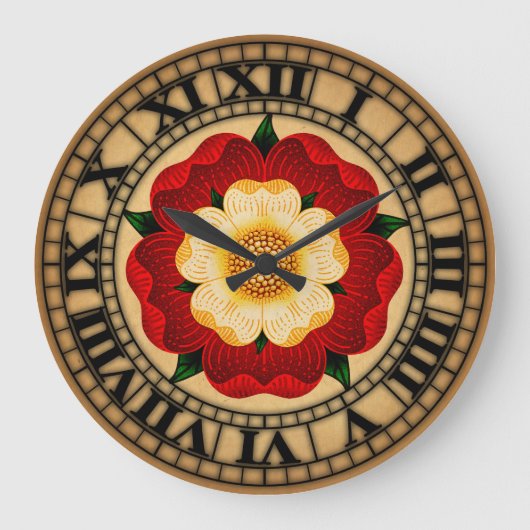 Tudor Rose Große Wanduhr (Vorderseite)