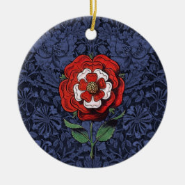 Tudor Rose Rot und Weiß Keramik Ornament