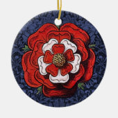 Tudor Rose Rot und Weiß Keramik Ornament (Vorne)