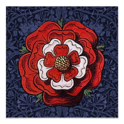 Tudor Rose Rot und Weiß Poster (Vorderseite)