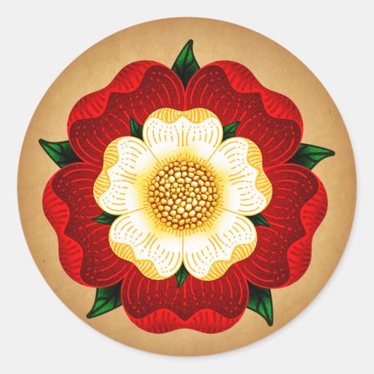 Tudor Rose Runder Aufkleber (Vorderseite)