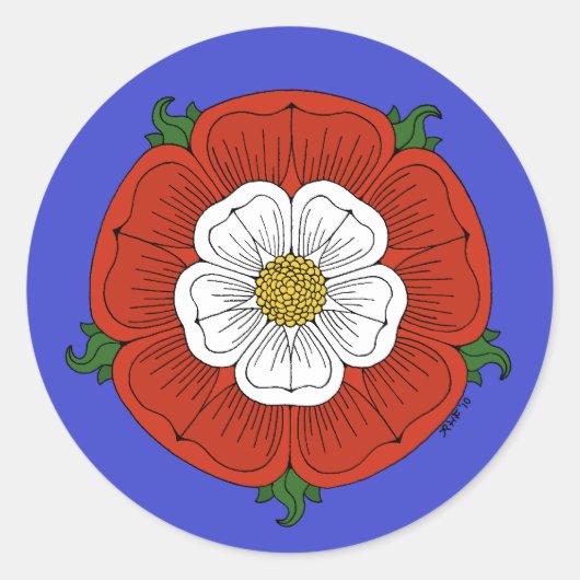 Tudor Rose Runder Aufkleber (Vorderseite)