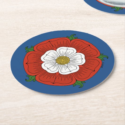 Tudor Rose Runder Pappuntersetzer (Angewinkelt)