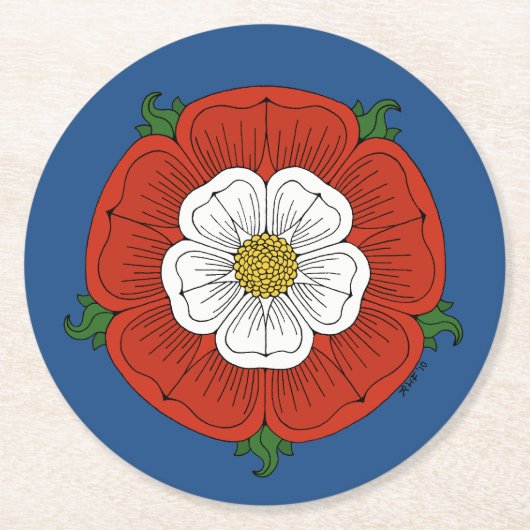 Tudor Rose Runder Pappuntersetzer (Vorderseite)