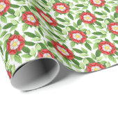Tudor Rose und Blätter Geschenkpapier (Rolleneckpunkt)