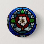 Tudor Rosen-beflecktes Glas-Rose Button (Vorderseite)