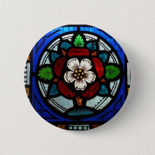 Tudor Rosen-beflecktes Glas-Rose Button (Vorderseite)