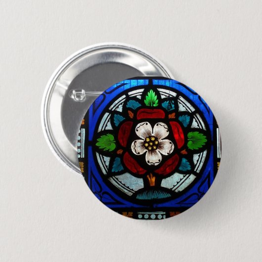 Tudor Rosen-beflecktes Glas-Rose Button (Vorne & Hinten)