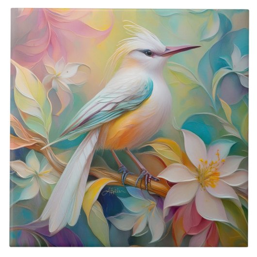 Tufed Golden Rumped Fantasy Bird Fliese (Vorderseite)