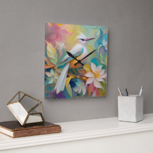 Tufed Golden Rumped Fantasy Bird Quadratische Wanduhr