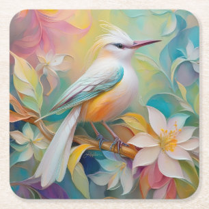 Tufed Golden Rumped Fantasy Bird Rechteckiger Pappuntersetzer