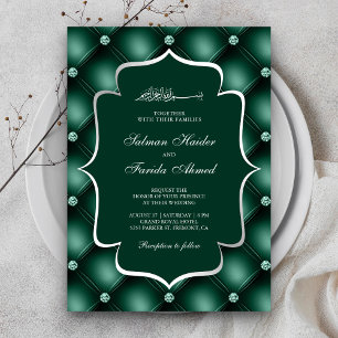 Tuff-Diamanten Smaragdgrüne muslimische Hochzeit Einladung