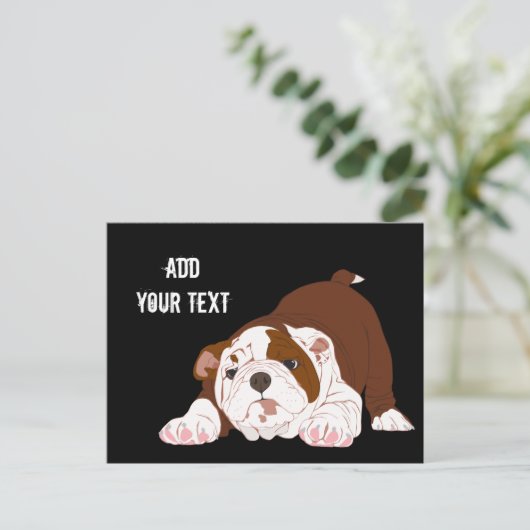 Tuff Pup Playful Bulldog Puppy Postkarte (Stehend Vorderseite)