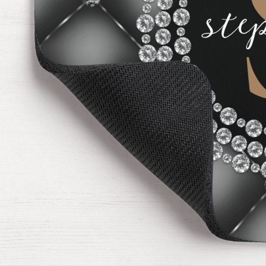 Tufted Black Diamonds Gold Monogram Elegant Luxury Mousepad (Ecke)