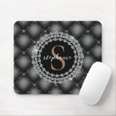 Tufted Black Diamonds Gold Monogram Elegant Luxury Mousepad (Mit Mouse)