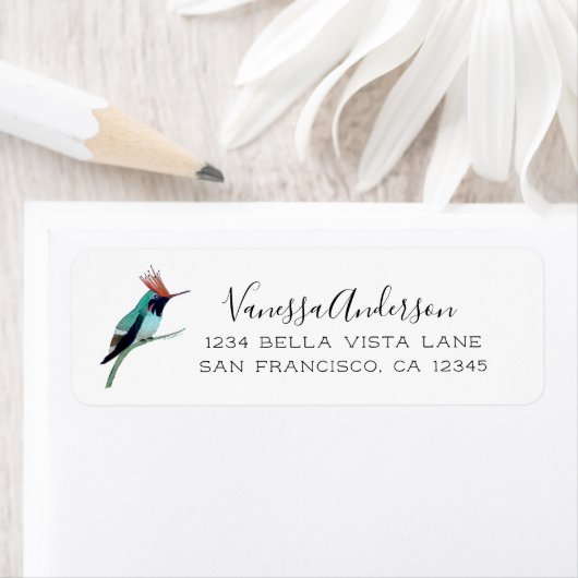 Tufted Coquette Hummingbird Return Address Label (Insitu)