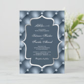 Tufted Diamonds Dusty Blue Muslim Wedding Einladung (Stehend Vorderseite)