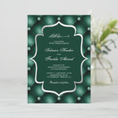Tufted Diamonds Emerald Green Muslim Wedding Einladung (Stehend Vorderseite)