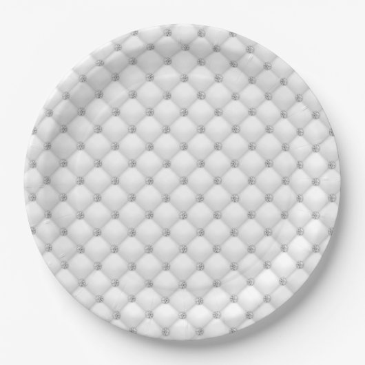 Tufted Diamonds White Silver Pappteller (Vorderseite)