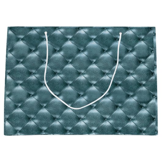 Tufted Leder Metallic Aquatic Blue Große Geschenktüte (Vorderseite)