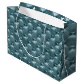 Tufted Leder Metallic Aquatic Blue Große Geschenktüte (Rückseite Schrägansicht)